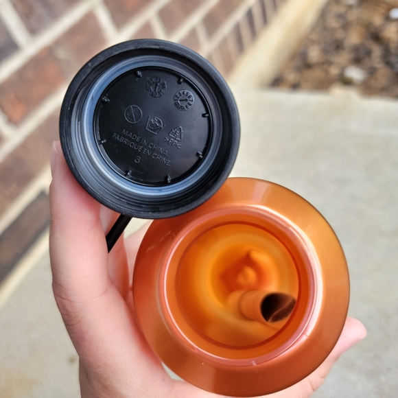 Starbucks 2024 Orange & Black Shine Wordmark Logo Strap Water Bottle Tumbler 24 - Picture 4 of 6